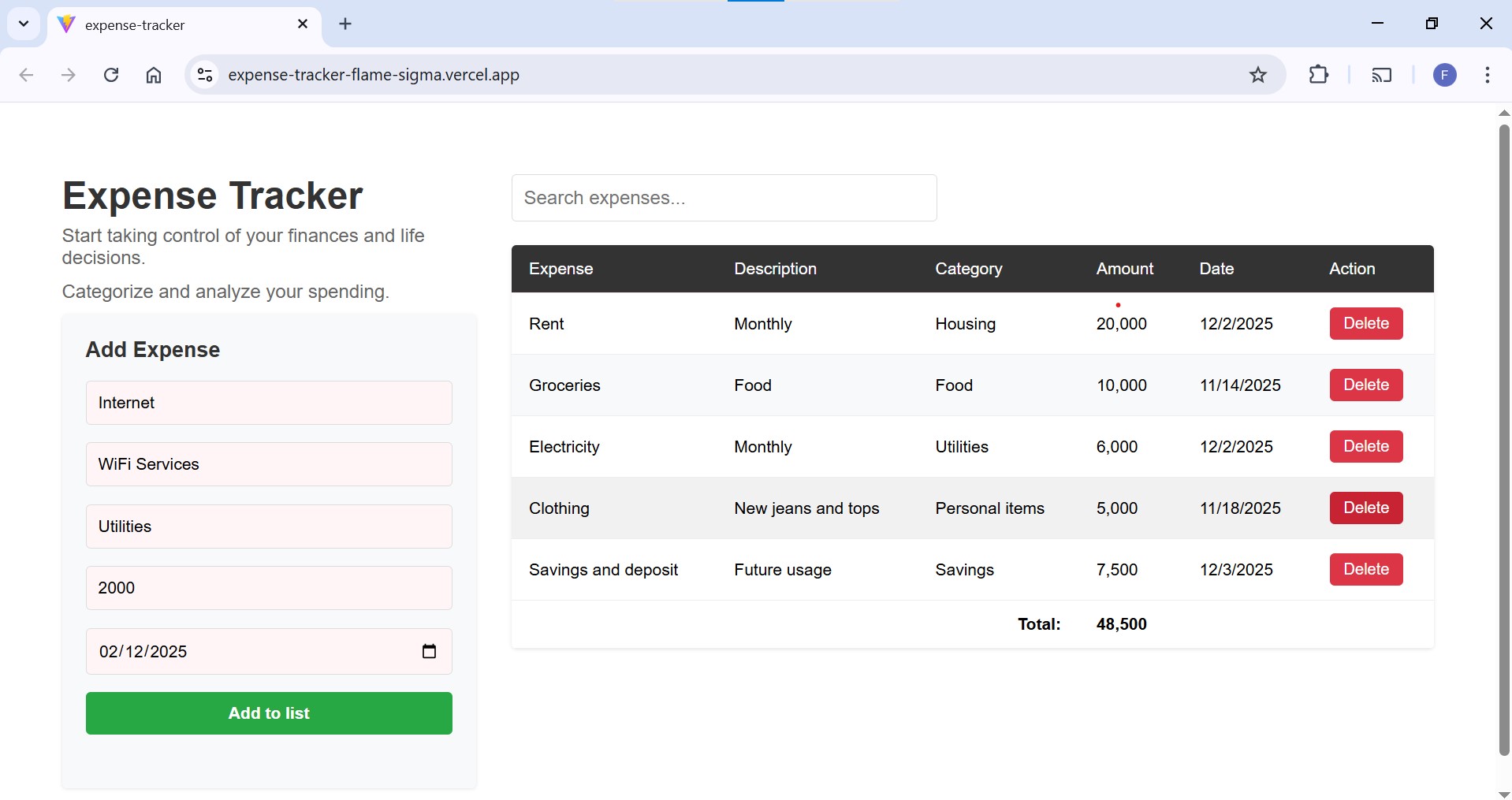 Expense Tracker