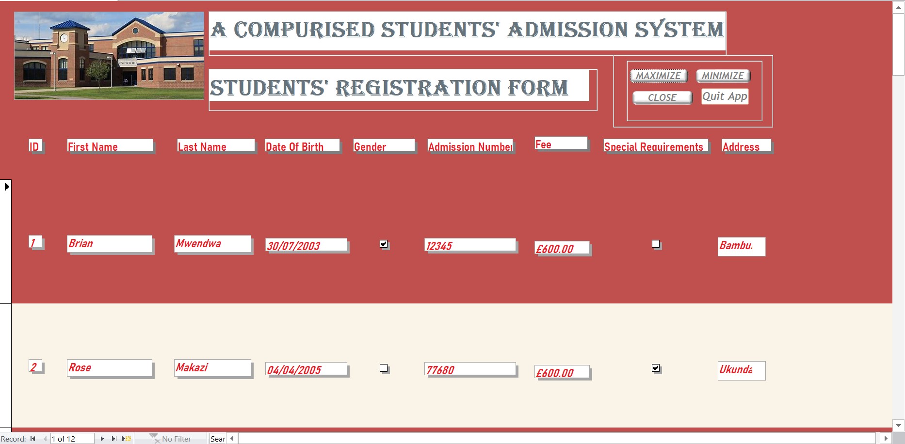 Computerised Students' Admission System